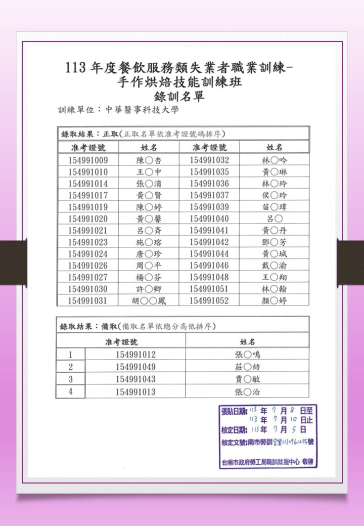 錄訓名單