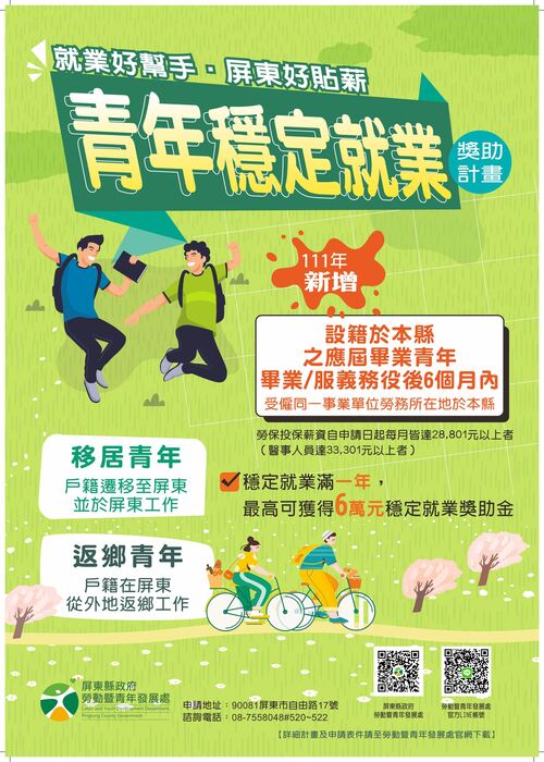 111年青年穩定就業獎助計畫圖片