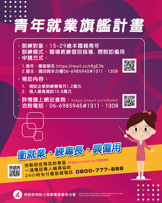 [就輔組]勞動部各項協助畢業青年求職參訓專案【臺南就業中心】圖片