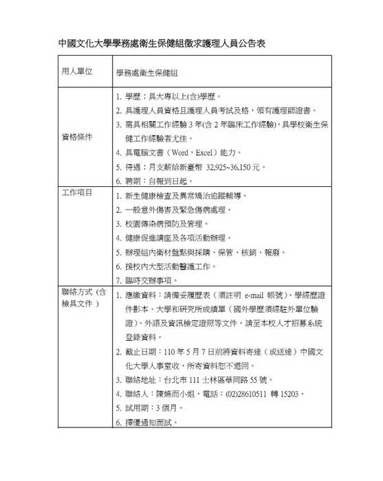 護理人員徵才公告圖片