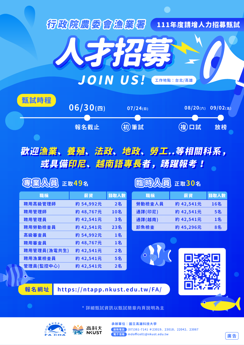 漁業署111年度請增人力招募甄試圖片