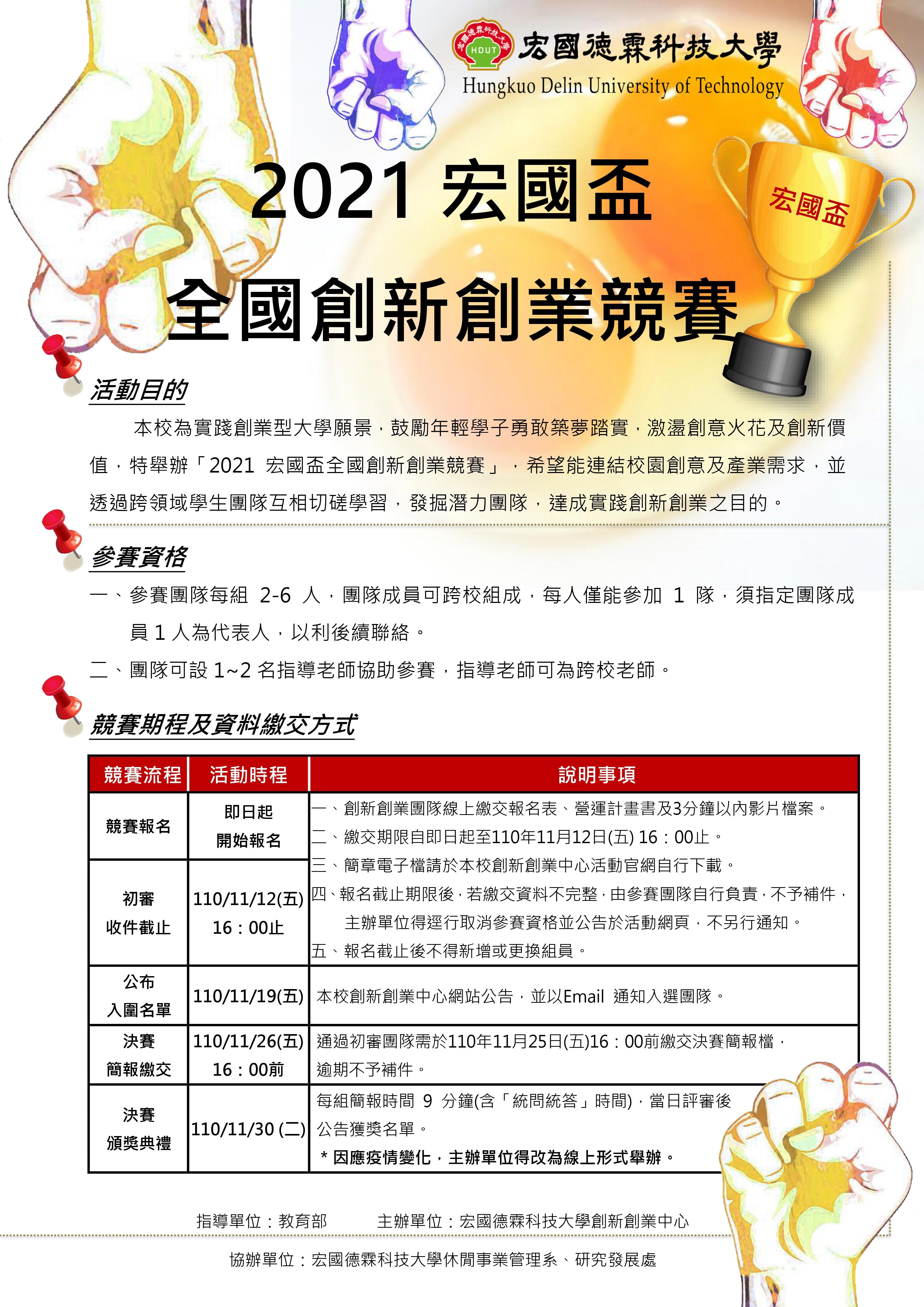宏國盃全國創新創業競賽海報