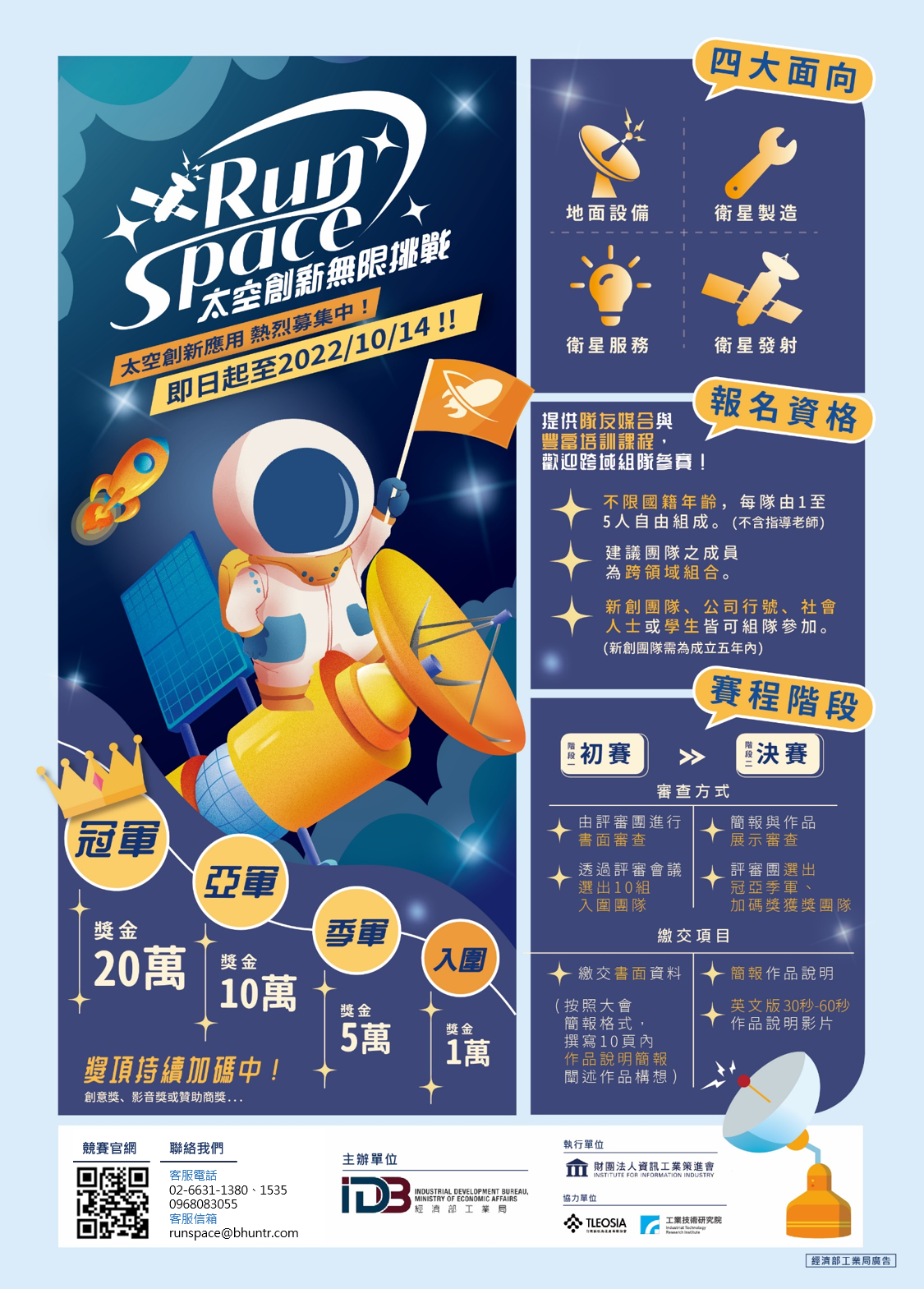 經濟部工業局 2022 RunSpace太空創新無限挑戰競賽海報