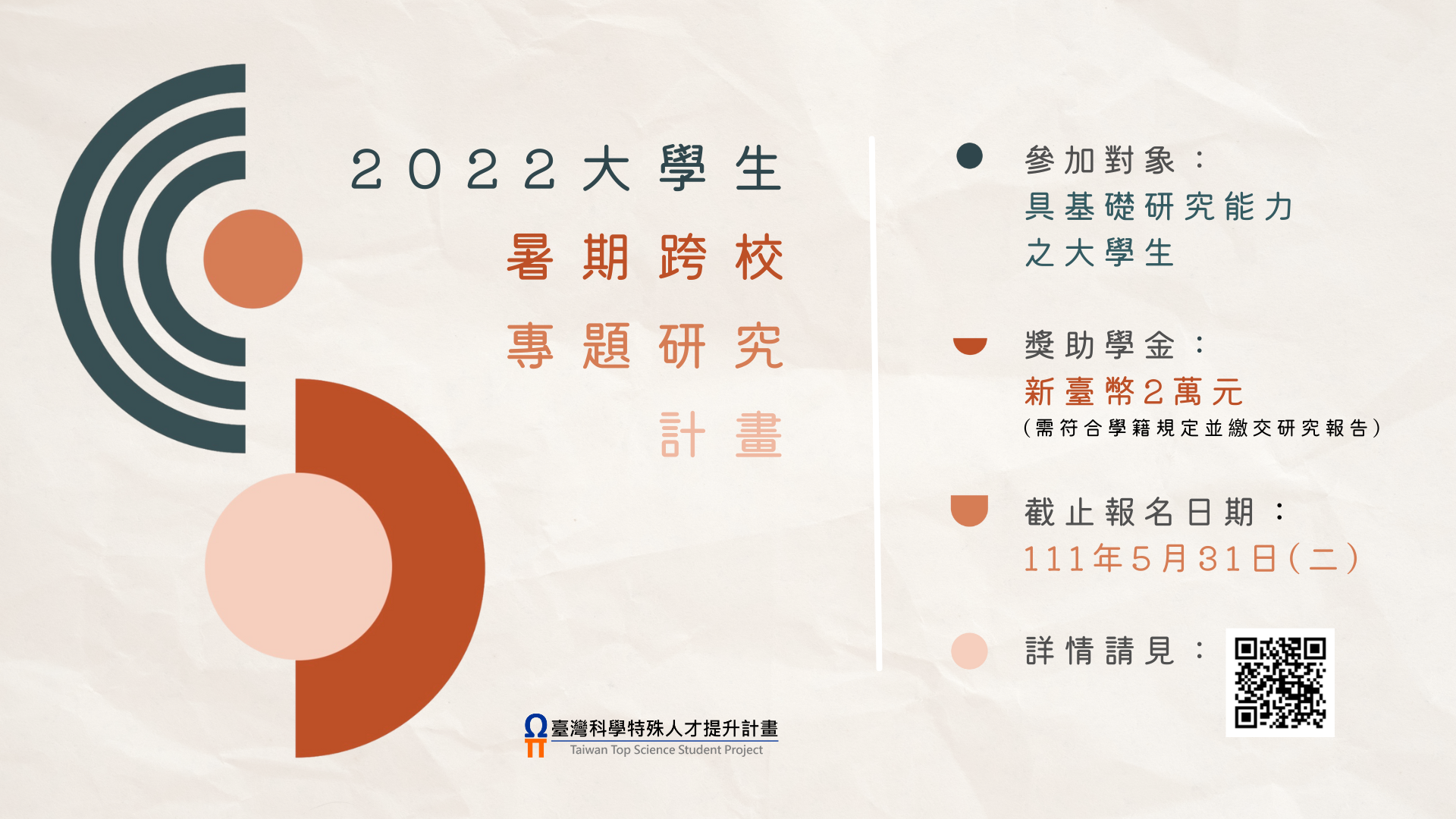2022大學生暑期跨校專題研究計畫_海報