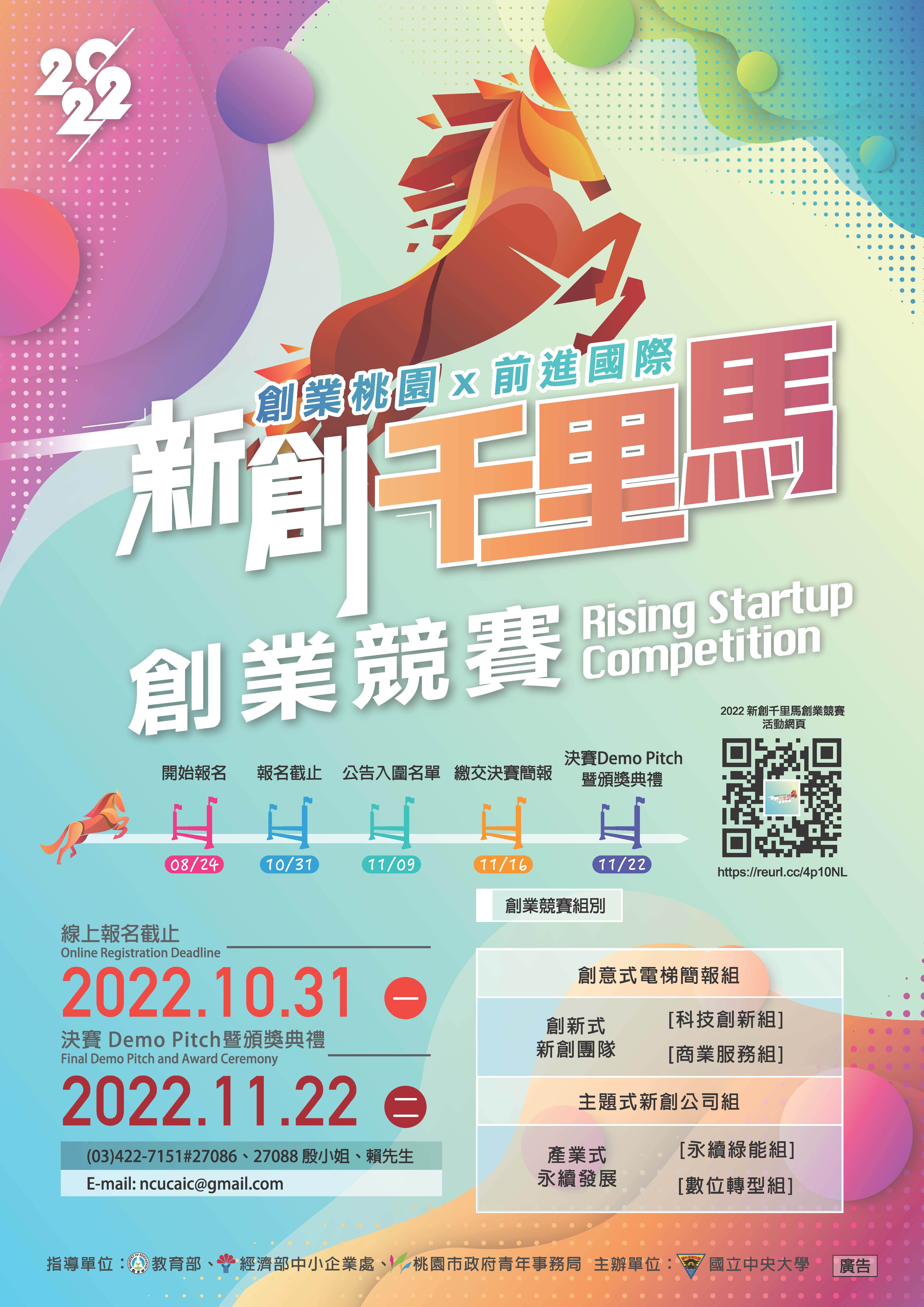 2022新創千里馬創業競賽海報